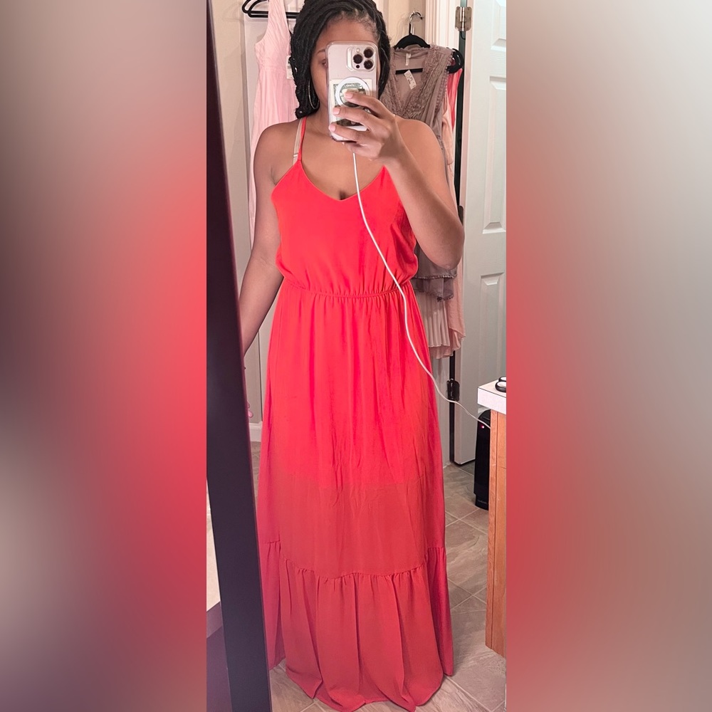 Gb dress from Dillards
Coral-orange